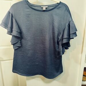 Chelsea28 Elegant Ruffle Sleeve Top - deep navy
